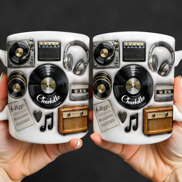 Celebrate Your Love for Classic Music Featuring Vintage Audio Equipment - Personalized Custom Coffee Mug - HOB029_MG