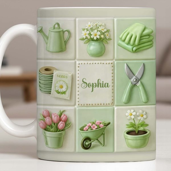 Celebrate Your Love For Gardening With Gardening Tools And Flowers - Personalized Custom Coffee Mug - GAR032_MG