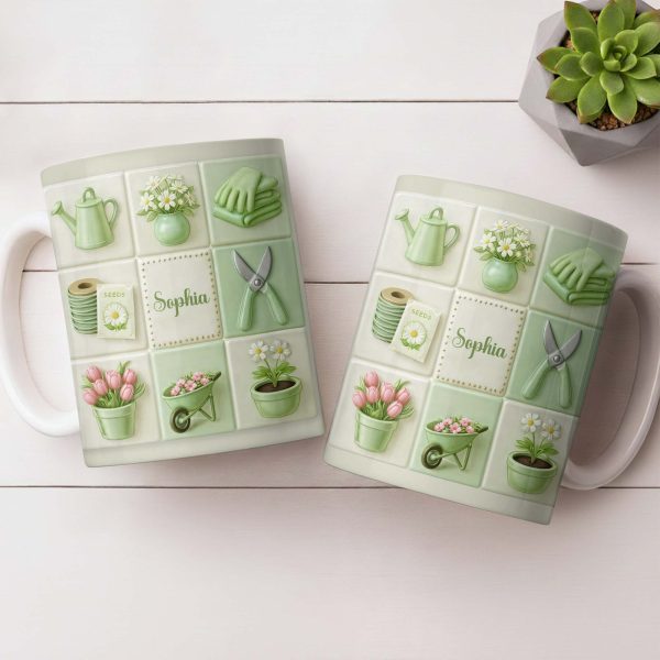 Celebrate Your Love For Gardening With Gardening Tools And Flowers - Personalized Custom Coffee Mug - GAR032_MG