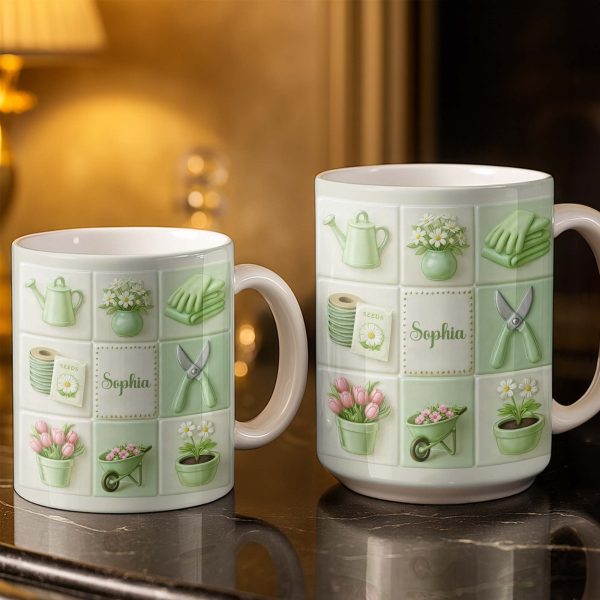 Celebrate Your Love For Gardening With Gardening Tools And Flowers - Personalized Custom Coffee Mug - GAR032_MG