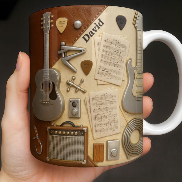 Celebrate Your Love for Music With Guitars and Musical Notes - Personalized Custom Coffee Mug - JBS067_MG