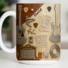 Celebrate Your Love for Music With Guitars and Musical Notes - Personalized Custom Coffee Mug - JBS067_MG