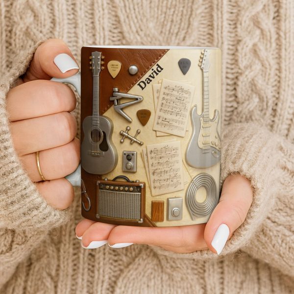 Celebrate Your Love for Music With Guitars and Musical Notes - Personalized Custom Coffee Mug - JBS067_MG