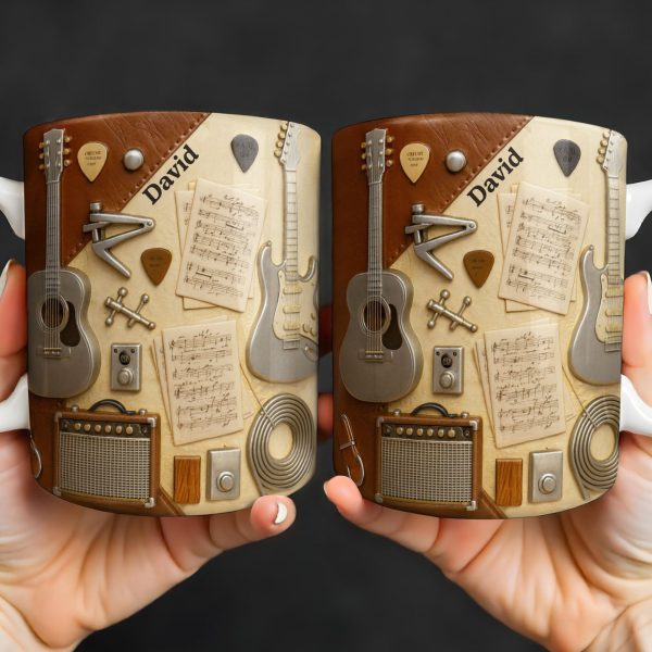 Celebrate Your Love for Music With Guitars and Musical Notes - Personalized Custom Coffee Mug - JBS067_MG