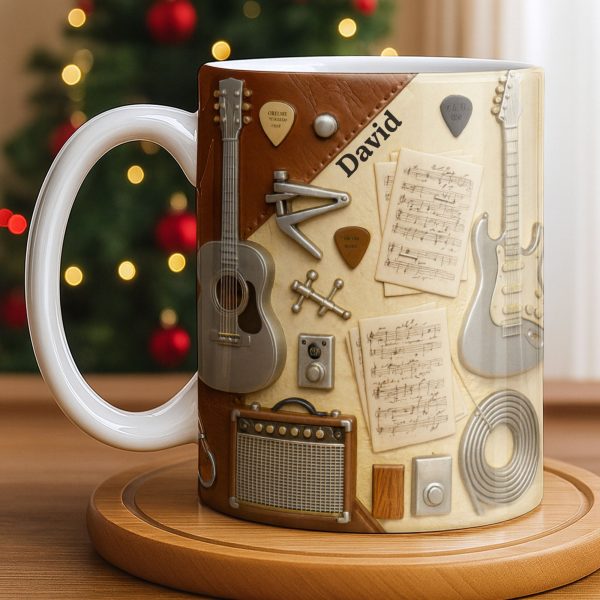 Celebrate Your Love for Music With Guitars and Musical Notes - Personalized Custom Coffee Mug - JBS067_MG