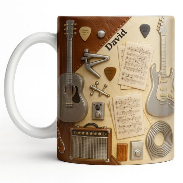 Celebrate Your Love for Music With Guitars and Musical Notes - Personalized Custom Coffee Mug - JBS067_MG