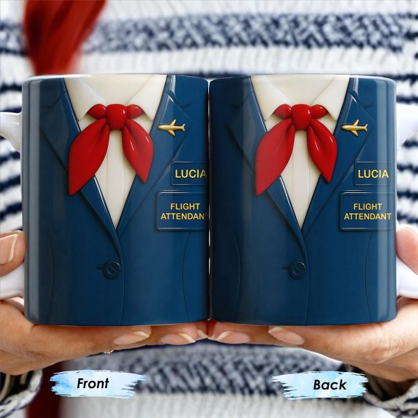 Celebrate Your Passion for Flying With Flight Attendant Uniform Design - Personalized Custom Coffee Mug - FAM371_MG