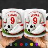 Celebrate Your Passion For Soccer With This Vibrant Soccer Jersey, Soccer Ball, And Soccer Cleats - Personalized Custom Coffee Mug - FTN007_MG