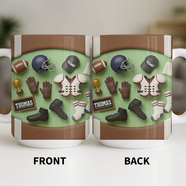 Celebrate Your Sports Achievements, Football And Helmet Design - Personalized Custom Coffee Mug - SPORT072_MG