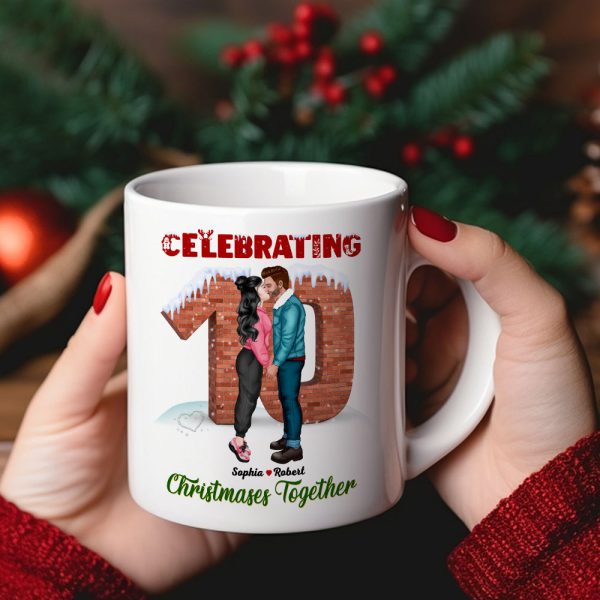 Celebrating Christmas Together, Couple Gift, Personalized Mug, Anniversary Couple Mug, Christmas Gift