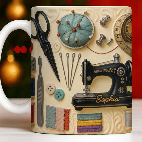 Celebrating the Art of Crafting With Sewing Essentials - Personalized Custom Coffee Mug - JBS087_MG
