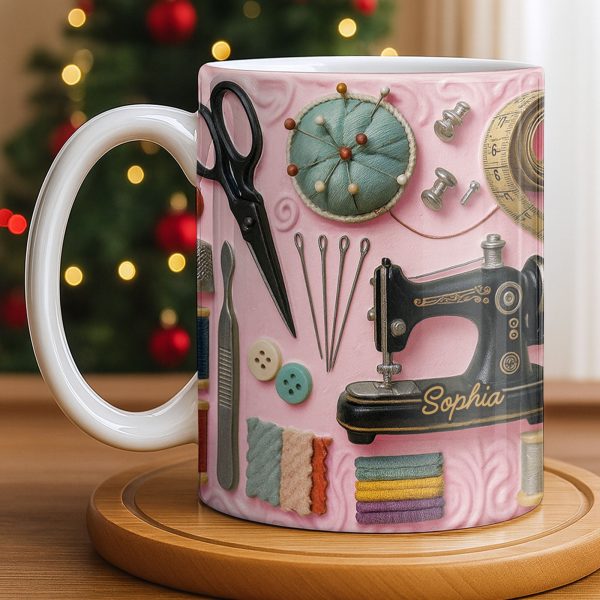 Celebrating the Art of Crafting With Sewing Essentials - Personalized Custom Coffee Mug - JBS087_MG