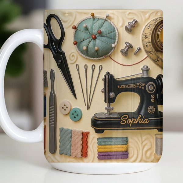 Celebrating the Art of Crafting With Sewing Essentials - Personalized Custom Coffee Mug - JBS087_MG