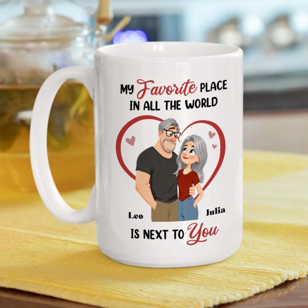 Ceramic Mug 'My Favorite Place' Couple Design, Personalized Love Gift For Couples, Sweet Daily Coffee Reminder