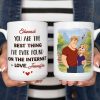 Ceramic Mug Personalized with Sweet Internet Love Message, Park Couple Art, Unique Valentine's Day Gift for Couple