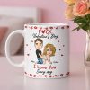 Ceramic Mug With Playful Valentine Hearts and Kiss Prints, Personalized Couple Gift, Funny Romantic Daily Coffee Surprise