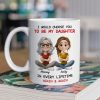 Ceramic Mug with Sweet Mother Daughter Quote and Cute Illustration, Personalized Unique Gift for Daughter