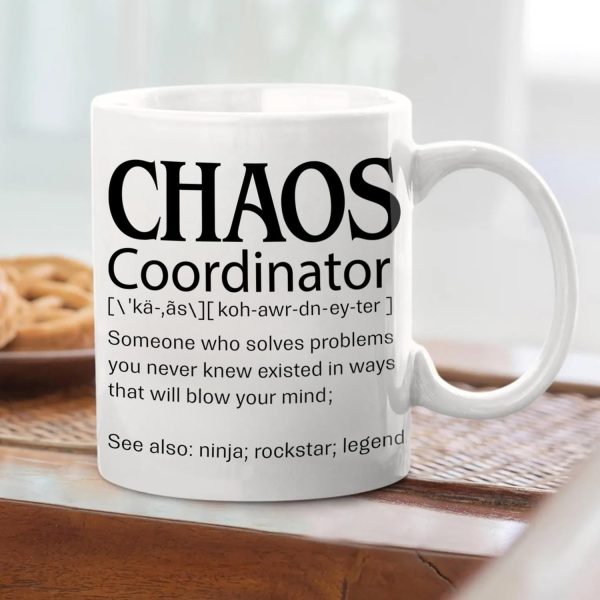 Chaos Coordinator Coffee Mug, Funny Appreciation Gift for Boss Manager Teacher Nurse Mom, Birthday Christmas Gift