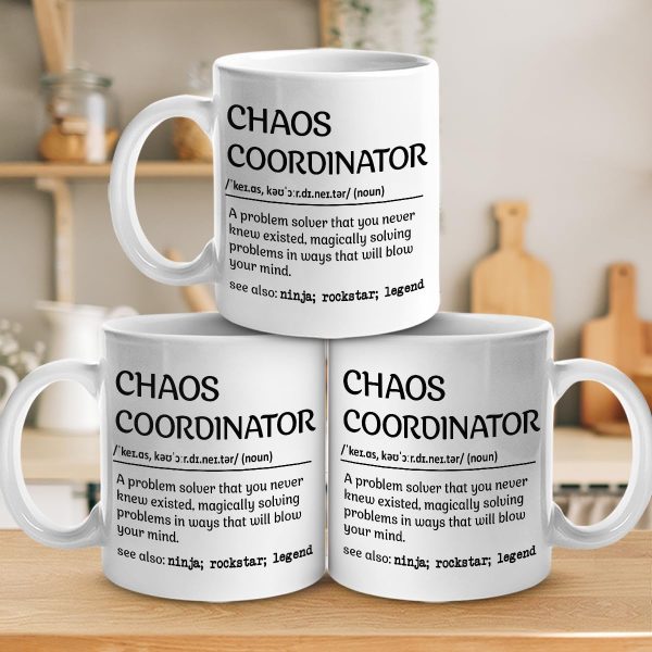 Chaos Coordinator Coffee Mug, Funny Gift for Boss Lady Teacher Mom Manager, Appreciation Birthday Christmas Gift
