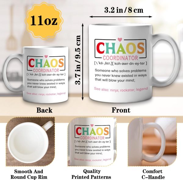 Chaos Coordinator Definition Coffee Mug, Funny Office Gift for Boss Manager Teacher Mom, Birthday Christmas Appreciation Gift