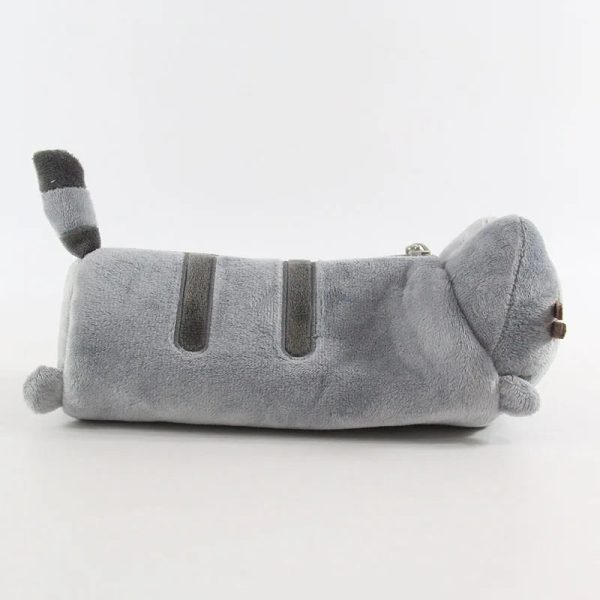 Charming Gray Cat Plush Pencil Case - Cute Storage for Students & Friends