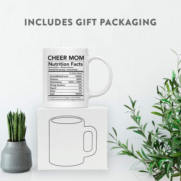 Cheer Mom Nutritional Facts Coffee Mug Funny Gift for Mom Birthday Mother's Day Christmas Gift