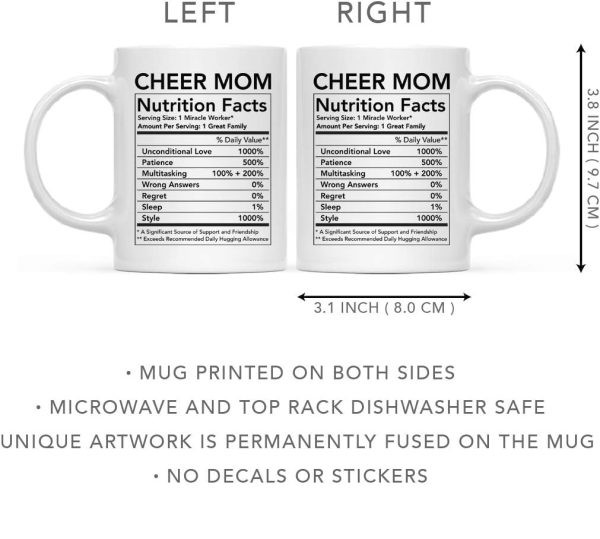 Cheer Mom Nutritional Facts Coffee Mug Funny Gift for Mom Birthday Mother's Day Christmas Gift