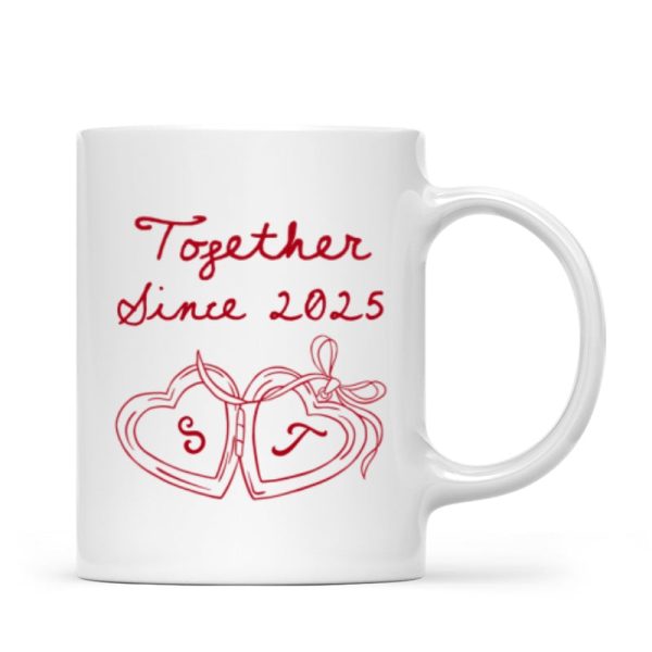 Cheers To Forever Couple Custom Heart Locket - Personalized Mug - Gift For Her, Gift For Him