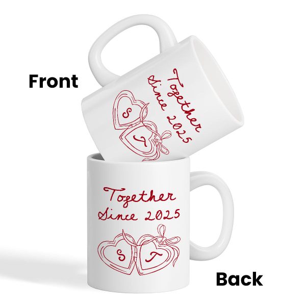 Cheers To Forever Couple Custom Heart Locket - Personalized Mug - Gift For Her, Gift For Him