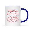 Cheers To Forever Couple Custom Heart Locket - Personalized Mug - Gift For Her, Gift For Him