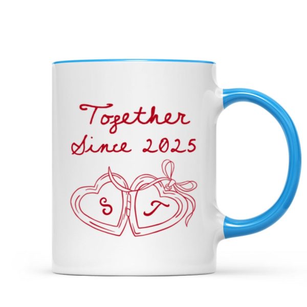 Cheers To Forever Couple Custom Heart Locket - Personalized Mug - Gift For Her, Gift For Him