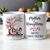 Cherry Blossom Mug with Mother & Daughter Cartoon, Personalized Gift