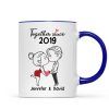Chibi Couple Kissing Outline Personalized Mug - Gift For Him Gift For Her