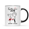 Chibi Couple Kissing Outline Personalized Mug - Gift For Him Gift For Her