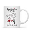 Chibi Couple Kissing Outline Personalized Mug - Gift For Him Gift For Her