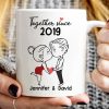 Chibi Couple Kissing Outline Personalized Mug - Gift For Him Gift For Her