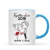 Chibi Couple Kissing Outline Personalized Mug - Gift For Him Gift For Her