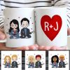 Chibi Couple Love Heart Initial Personalized Coffee Mug