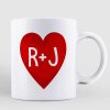Chibi Couple Love Heart Initial Personalized Coffee Mug