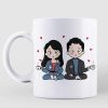 Chibi Couple Love Heart Initial Personalized Coffee Mug