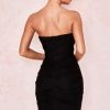 Chic Ruched Strapless Mini Corset Cocktail Party Dress - Black