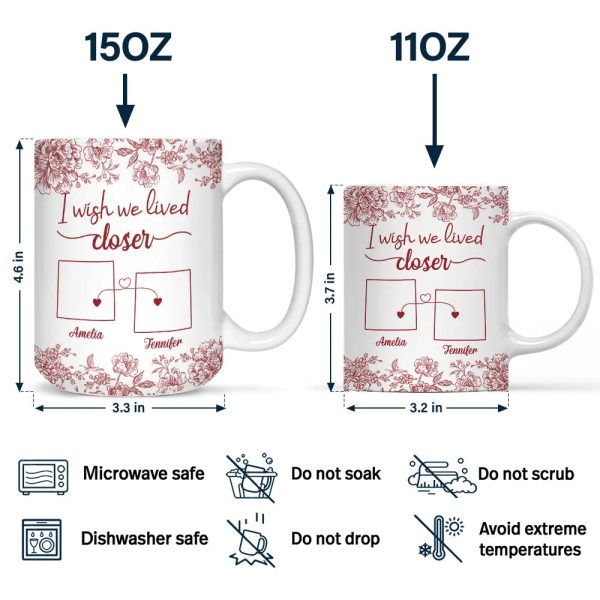 Chinoiserie Toile I Wish We Lived Closer - Personalized Mug