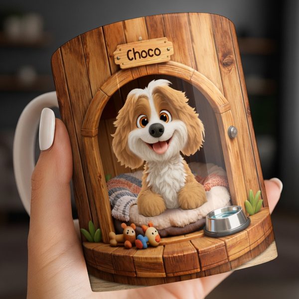 Choco, Cute Dog In A Cozy Dog House - Personalized Custom Coffee Mug - DOG135_MG