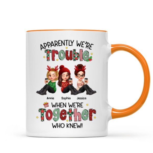 Christmas Besties Apparently We're Trouble When We're Together - Personalized Mug