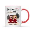 Christmas Doll Besties At Fireplace Personalized Mug