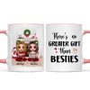 Christmas Doll Besties Sitting At Fireplace Personalized Mug