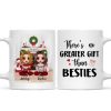 Christmas Doll Besties Sitting At Fireplace Personalized Mug
