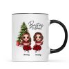 Christmas Doll Besties Sitting By Christmas Tree Personalized Mug