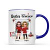 Christmas Doll Besties Standing By The Window Personalized Mug