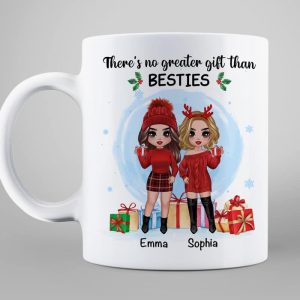 Christmas Doll Besties Standing No Greater Gift Than Besties Personalized Mug